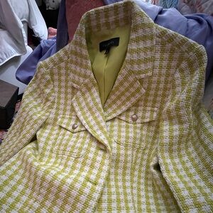 Talbots Lime Green Checkered Blazer
